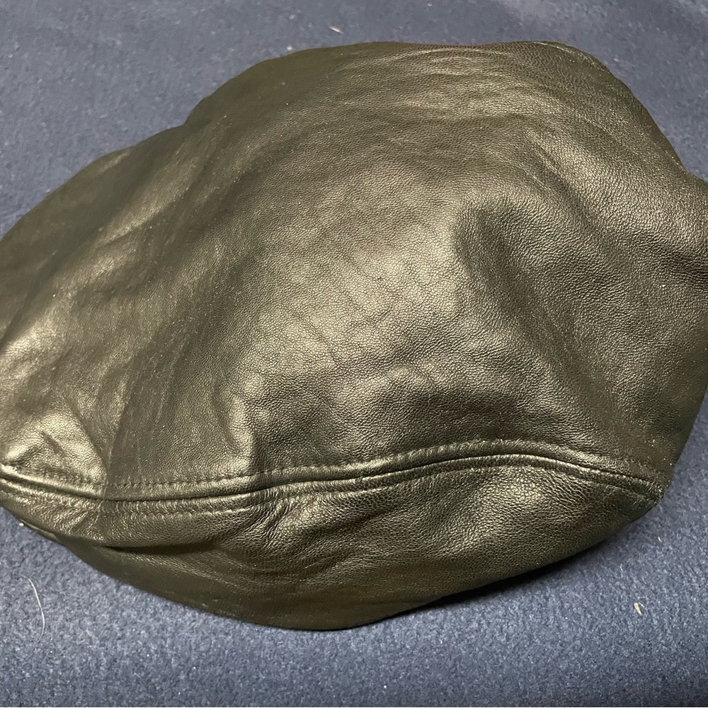 Stussy Black Leather Driving Flat Cap